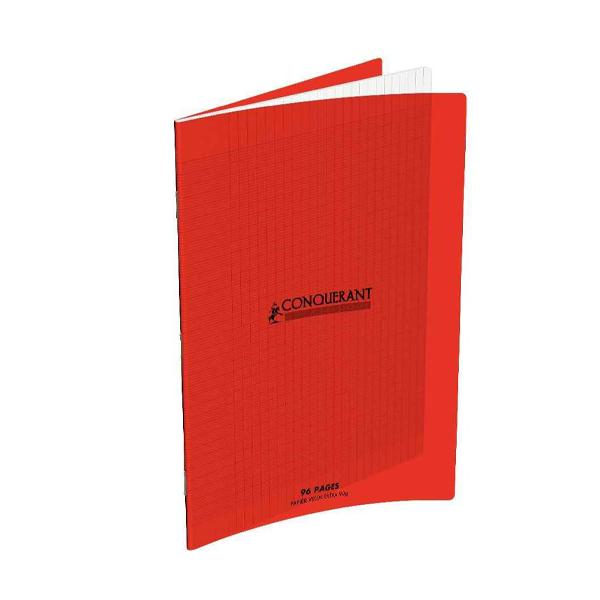 CAHIER A4 96P SEYES 90G POLYPRO CONQUERANT ROUGE