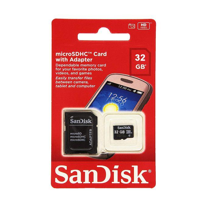 CARTE MEMOIRE MICRO SD 32GB SANDISK AVEC ADAPTEUR