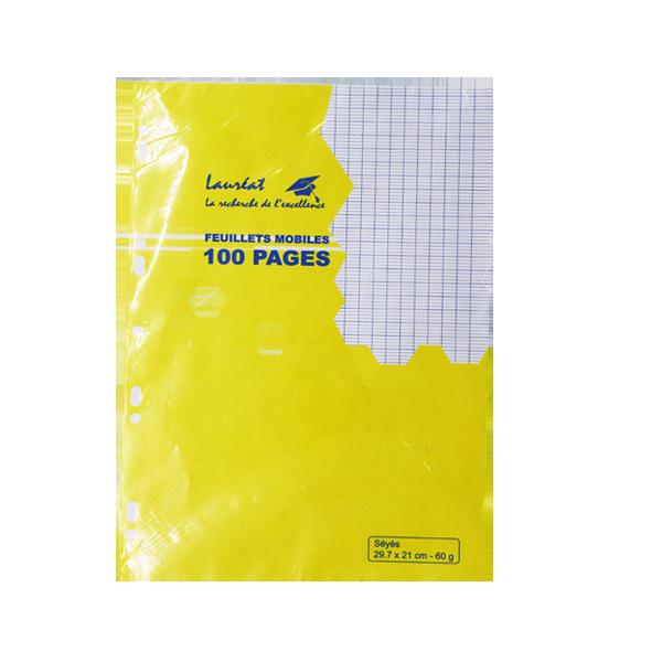 FEUILLE MOBILE A4 SEYES BLEU 100P LAUREAT