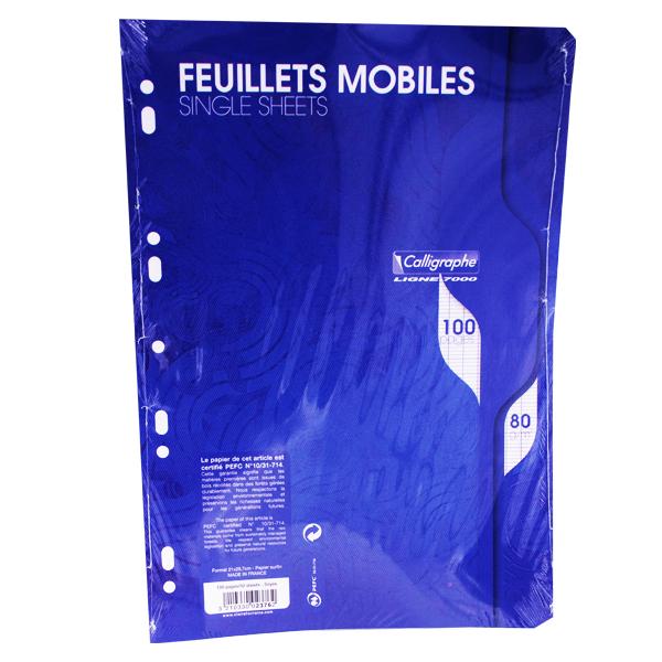 FEUILLE MOBILES PERFOREES 17*22 200P 90G SEYES