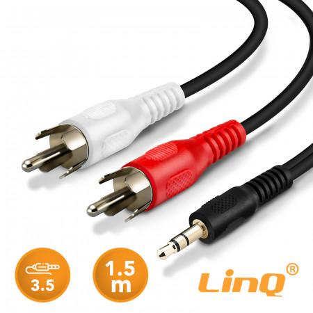 CABLE AUDIO JACK 3.5MM MALE A 2RCA MALE ROUGE/BLANC 1.5METRES