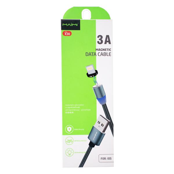CABLE X30 IOS USB TO IOS MAGNETIQUE 3A 1M GRIS