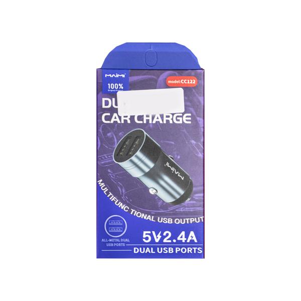 CHARGEUR ALLUME CIGARE CC122 DUAL USB 5V 2.4A GRIS