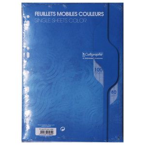 FEUILLE MOBILE CALLIGRAPHE BLEU A4 100P 80G