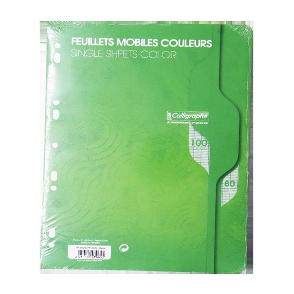 FEUILLE MOBILE CALLIGRAPHE VERT A4 100P 80G