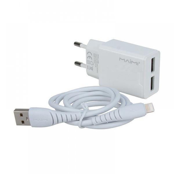 KIT CHARGEUR T28 MICRO USB DUAL 2.4A AVEC CABLE MICRO BLANC