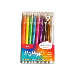 POCHETTE DE STYLO MG GEL FLUO 9 COULEURS AGPY5572