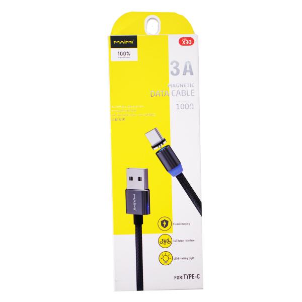 CABLE X30 C USB TO TYPE C MAGNETIQUE 3A 1M GRIS