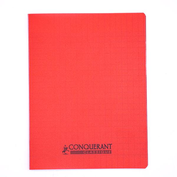 CAHIER CONQUÉRANT PP 17*22 96P SEYES 90G ROUGE