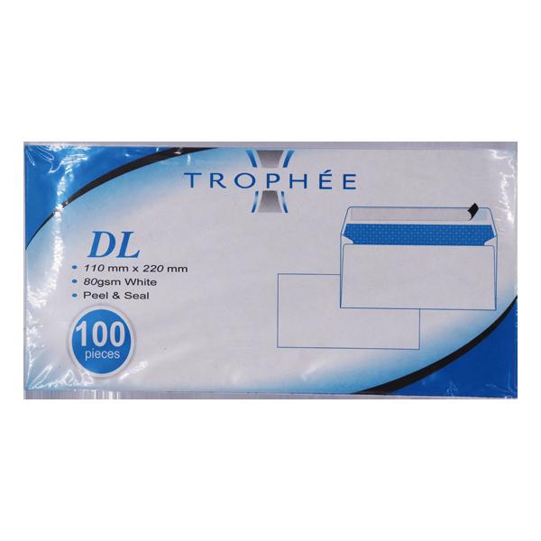 ENVELOPPE BLANCHE TROPHEE 11*22 SANS FENÊTRE PQT DE 50