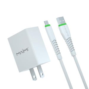 KIT CHARGEUR T13 C USB 2.1A AVEC CABLE TYPE C BLANC