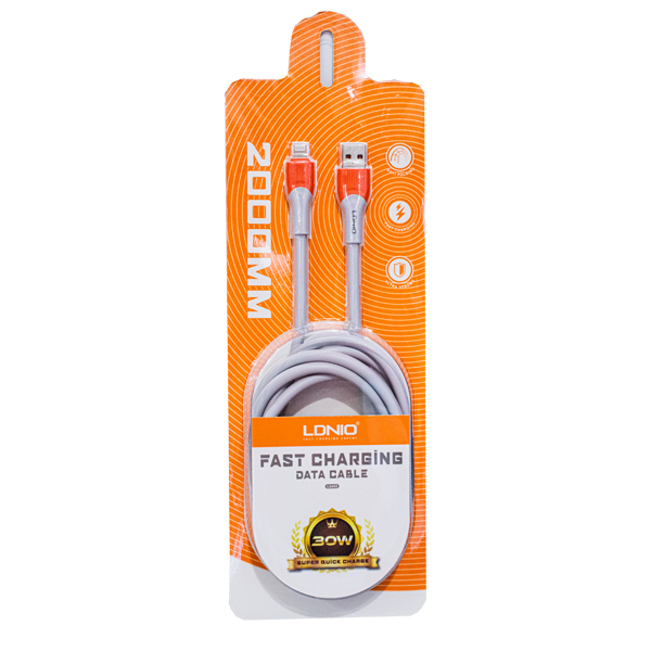 CABLE LS602 IOS USB TO IOS 2M GRIS (FAST CHARGING 30W & DATA CABLE)