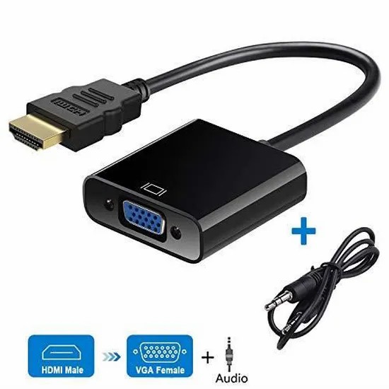 ADAPTATEUR DE CONVERSION HD HDMI MALE A VGA FEMELLE + AUDIO