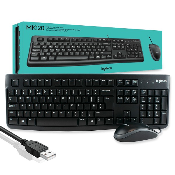 CLAVIER + SOURIS LOGITECH MK120 FILAIRE AZERTY /M