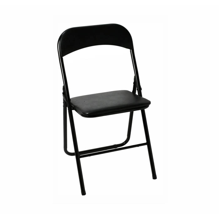 CHAISE PLIABLE TUBE NOIR REVETEMENT ROUGE OU NOIR 39*83CM /QG