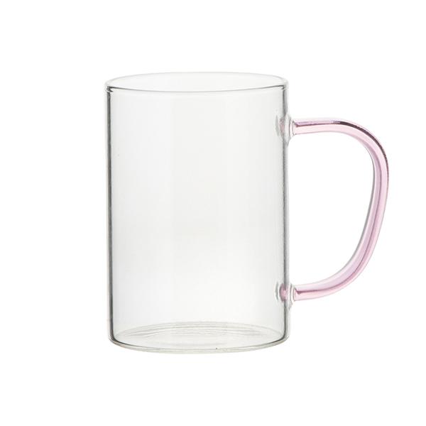 BS 12OZ GLASS MUG COLOR HANDLE CLEAR BN34CL