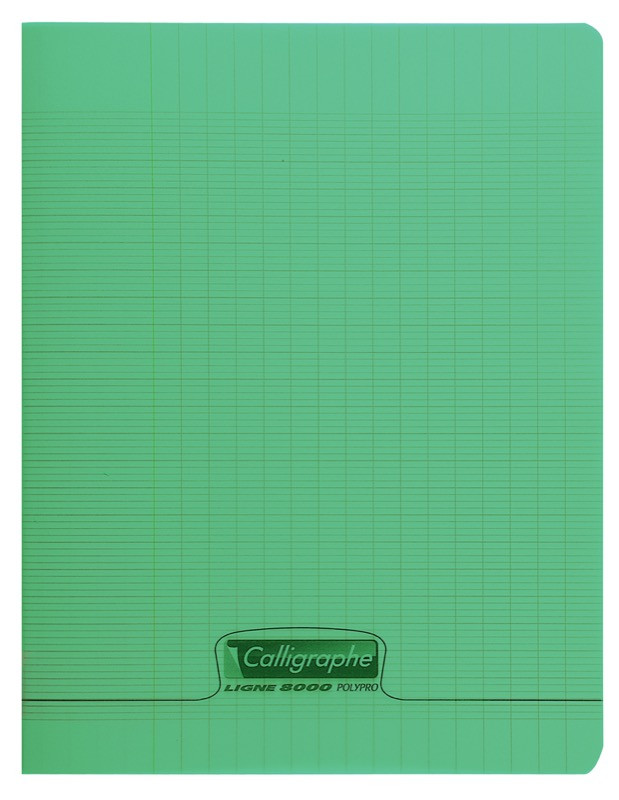 CAHIER 17*22 192P 90G POLYPRO CALLIGRAPHE VERT