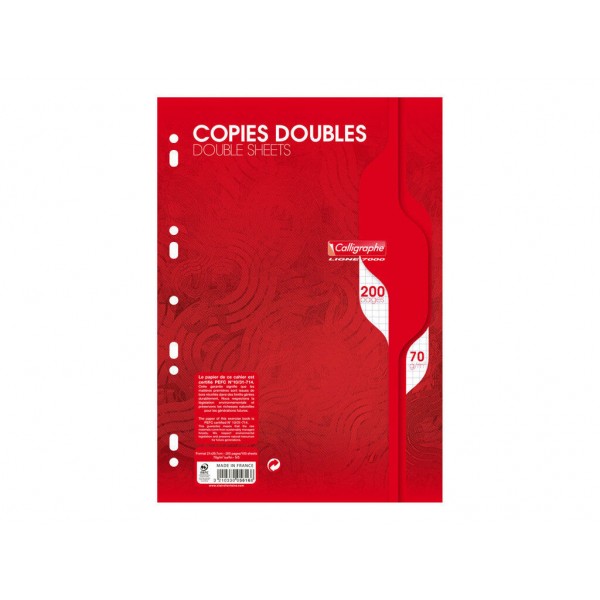 COPIE DOUBLE CALLIGRAPHE 200P 70G SEYES PERFOREES