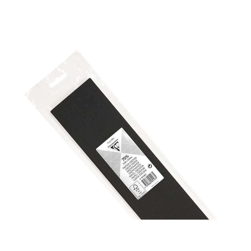 PAPIER CREPON COULEUR VIVE CLAIREFONTAINE NOIR 95129