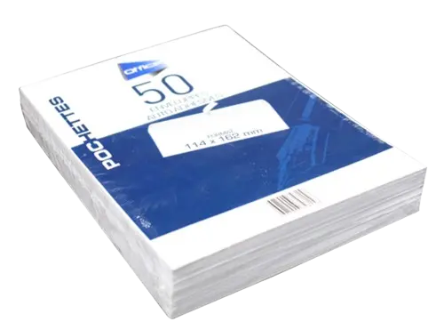 ENVELOPPE BLANCHE OFFICE 11*16 GOMME PQT DE 50