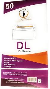 ENVELOPPE BLANCHE GAZELLE 11*22 SANS FENÊTRE PAQUET DE 50
