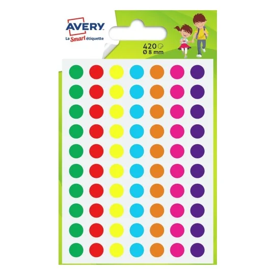 POCHETTE DE 420 GOMMETTES MULTICOLOR PM R/PASMX8 AVERY