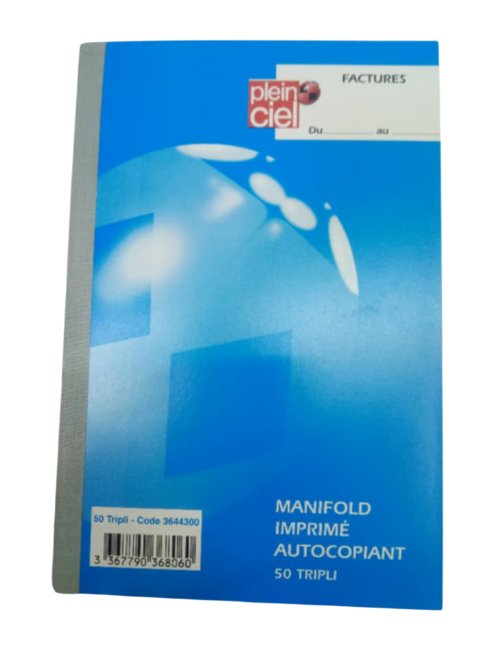FACTURE  PLEIN CIEL AUTOCOPIANT 50 TRIPLI A5  REF 3644300