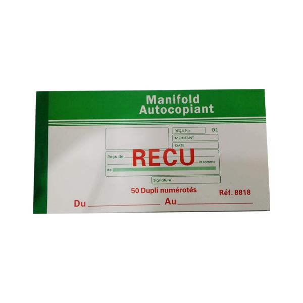 CARNET DE RECU AUTOCOPIANT 50 DUPLI 8818