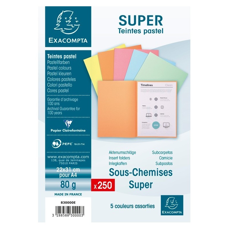 SOUS CHEMISE EXACOMPTA 60G SUPER SI PQT 61500ar