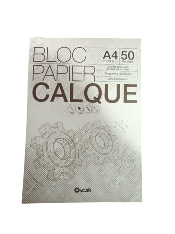 BLOC PAPIER CALQUE A4 50 FEUILLES OSCAR