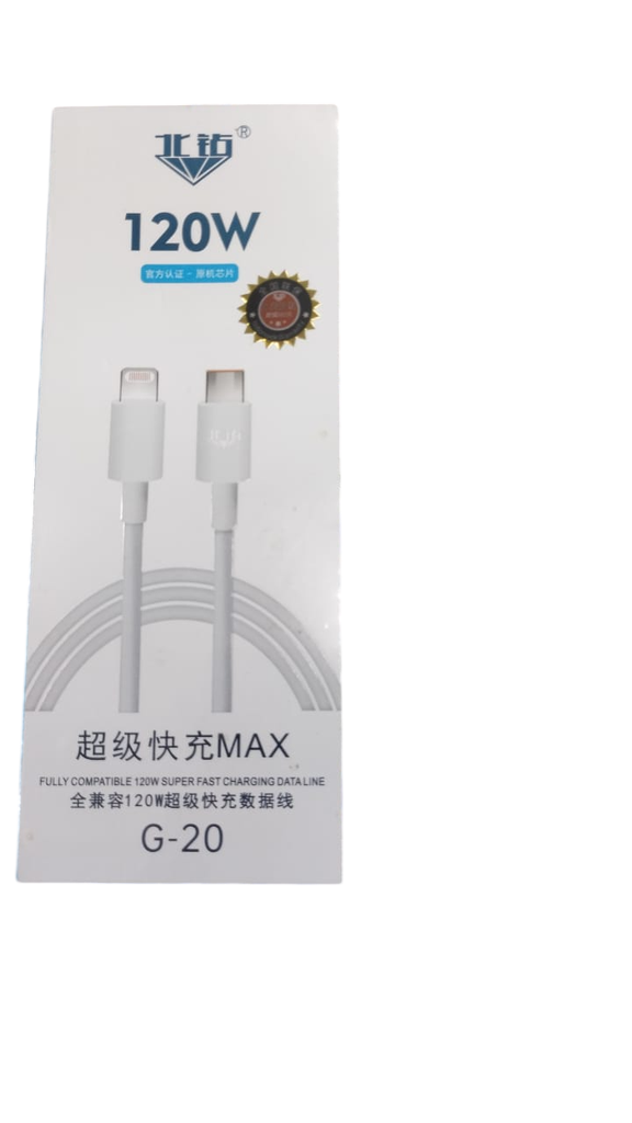 CABLE TYPE C TO LIGHTNING G-20 120W 6A