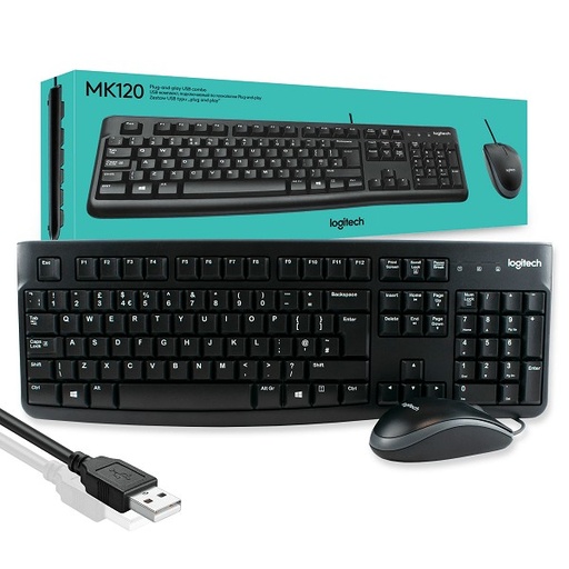 [STO:CLAV-02961] CLAVIER + SOURIS LOGITECH MK120 FILAIRE AZERTY /M