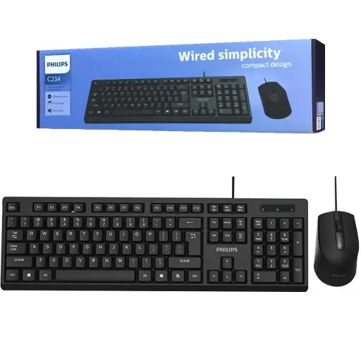 [STO:CLAV-02957] CLAVIER QWERTY ET SOURIS PACK COMBO FILAIRE PHILIPS MOD.T234