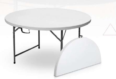 [STO:TABL-09556] TABLE PLIABLE RONDE 4PLACES 120*73cm HP-122YZ