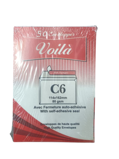 [STO:ENVE-04305] ENVELOPPE VOILA 11*16 BLANCHE PQT DE 50