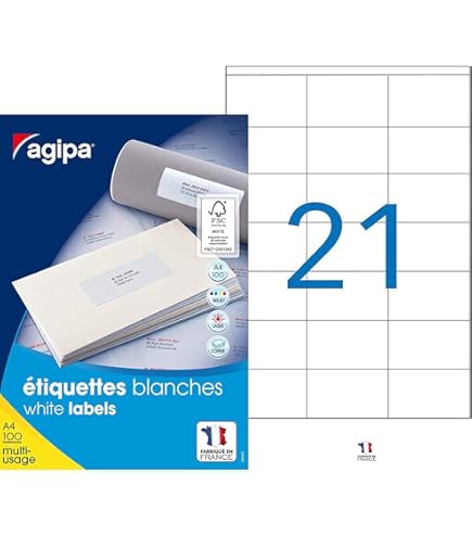 [STO:ETIQ-04345] ETIQUETTE MULTI USAGE PRE-DECOUPES APLI AGIPA 38x21,2 (étui 100flles A4)