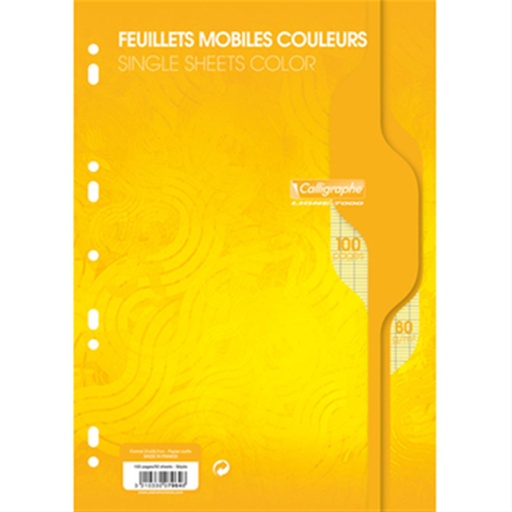 [STO:FEUI-04438] FEUILLE MOBILE CALLIGRAPHE JAUNE A4 100P 80G 7964C