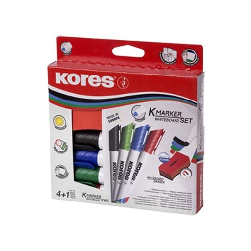 [STO:POCH-07466] POCHETTE DE 4 MARKER WB+ BROSSE KORES/CH