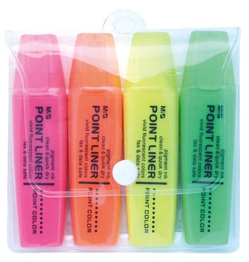 [STO:POCH-07479] POCHETTE DE 4 SURLIGNEURS PARFUME M&G 21576