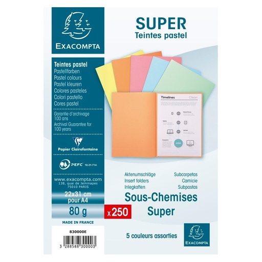 [STO:SOUS-08815] SOUS CHEMISE EXACOMPTA 60G SUPER SI PQT 61500ar